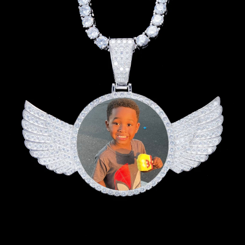 925S & VVS Moissanite 3D Wing Custom Picture Pendant
