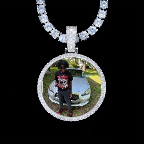 925S & VVS Moissanite 3D Circle Custom Picture Pendant