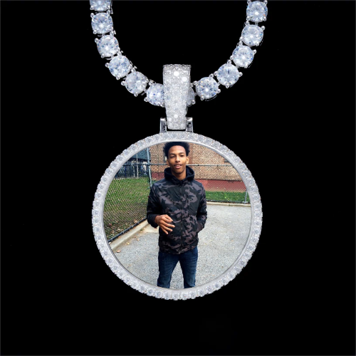 925S & VVS Moissanite 3D Circle Custom Picture Pendant