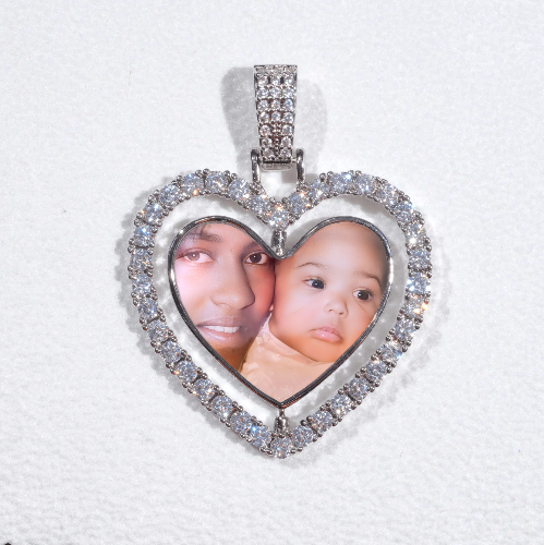 3D Spinning 2-Faced Heart Custom Picture Pendant