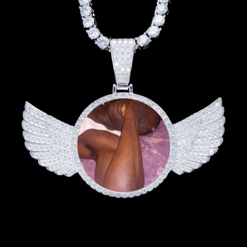 925S & VVS Moissanite 3D Wing Custom Picture Pendant