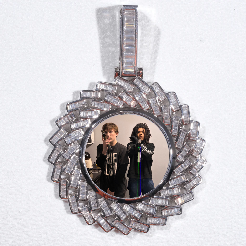 Large 3D Baguette Custom Picture Pendant