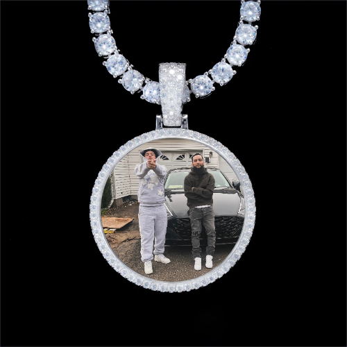 925S & VVS Moissanite 3D Circle Custom Picture Pendant