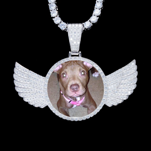 925S & VVS Moissanite 3D Wing Custom Picture Pendant