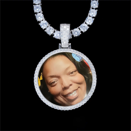 925S & VVS Moissanite 3D Circle Custom Picture Pendant