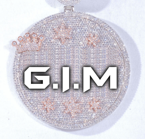 CUSTOM LETTER NECKLACE 3D BIG CROWN DISC