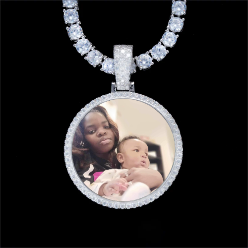925S & VVS Moissanite 3D Circle Custom Picture Pendant