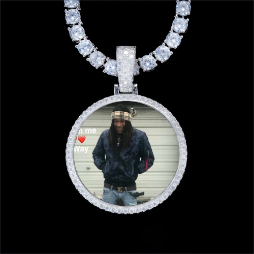925S & VVS Moissanite 3D Circle Custom Picture Pendant
