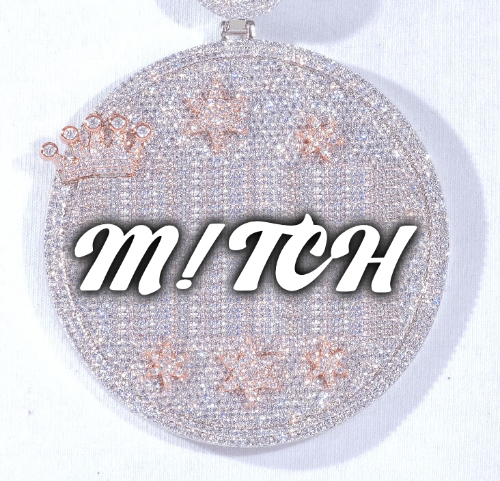 CUSTOM LETTER NECKLACE 3D BIG CROWN DISC