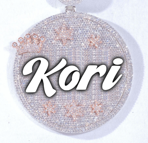 CUSTOM LETTER NECKLACE 3D BIG CROWN DISC