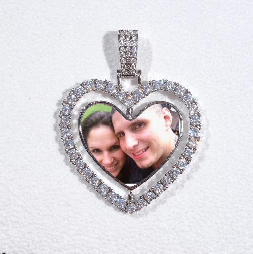 3D Spinning 2-Faced Heart Custom Picture Pendant