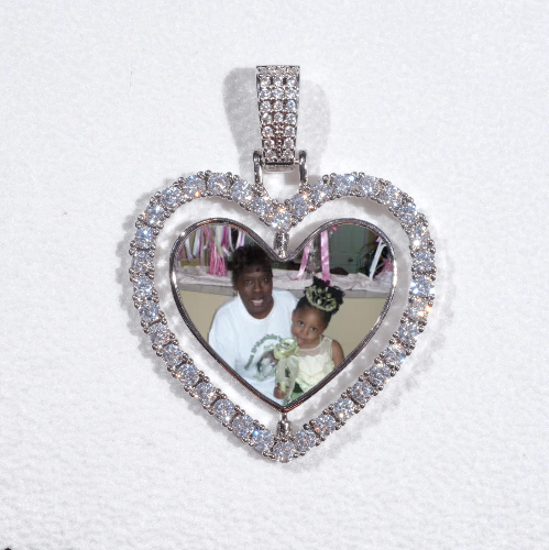 3D Spinning 2-Faced Heart Custom Picture Pendant