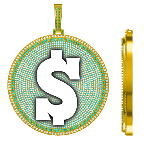 CUSTOM LETTER NECKLACE 3D BIG DISC