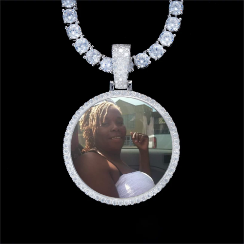 925S & VVS Moissanite 3D Circle Custom Picture Pendant