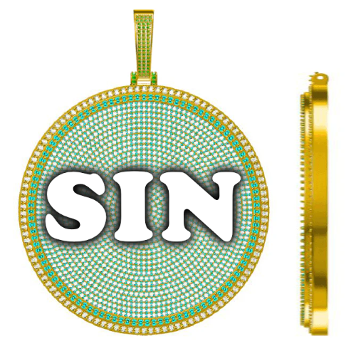 CUSTOM LETTER NECKLACE 3D BIG DISC
