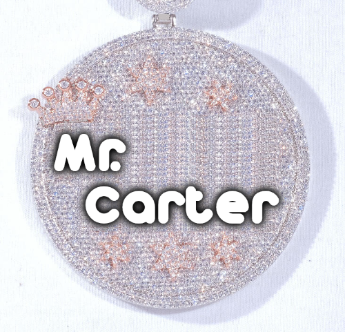 CUSTOM LETTER NECKLACE 3D BIG CROWN DISC