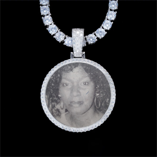 925S & VVS Moissanite 3D Circle Custom Picture Pendant