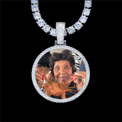 925S & VVS Moissanite 3D Circle Custom Picture Pendant