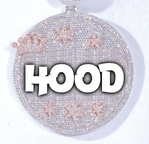 CUSTOM LETTER NECKLACE 3D BIG CROWN DISC