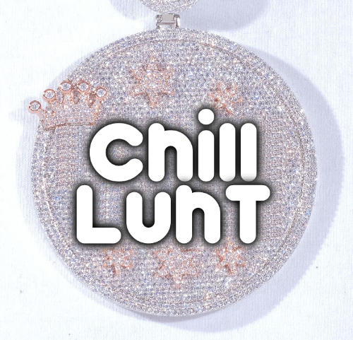 CUSTOM LETTER NECKLACE 3D BIG CROWN DISC