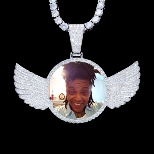 925S & VVS Moissanite 3D Wing Custom Picture Pendant