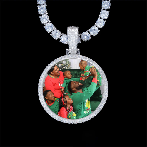 925S & VVS Moissanite 3D Circle Custom Picture Pendant