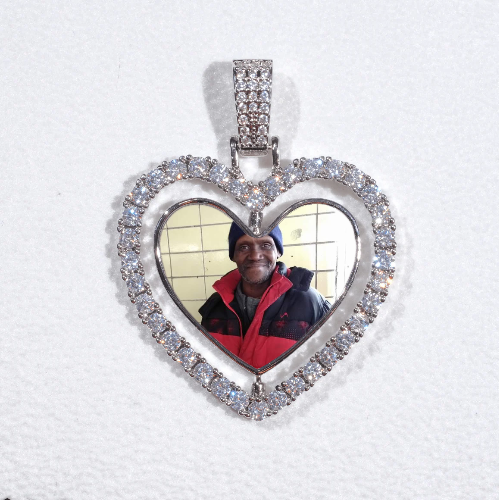 3D Spinning 2-Faced Heart Custom Picture Pendant