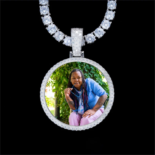 925S & VVS Moissanite 3D Circle Custom Picture Pendant