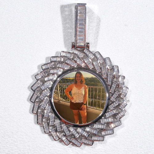 Large 3D Baguette Custom Picture Pendant