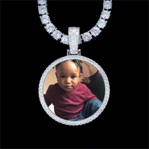 925S & VVS Moissanite 3D Circle Custom Picture Pendant