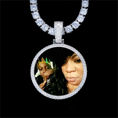 925S & VVS Moissanite 3D Circle Custom Picture Pendant