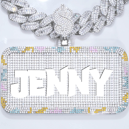 CUSTOM LETTER NECKLACE 3D COLORFUL SQUARE