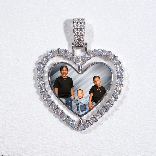 3D Spinning 2-Faced Heart Custom Picture Pendant