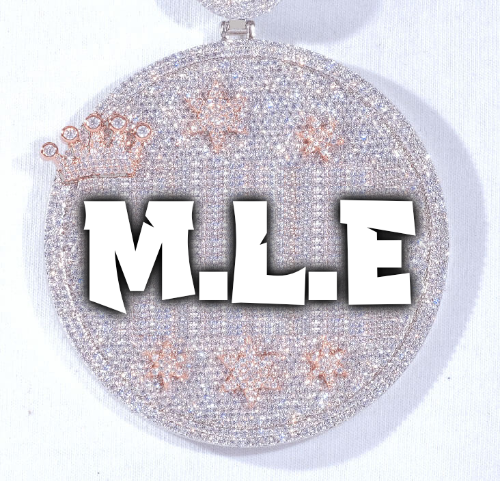 CUSTOM LETTER NECKLACE 3D BIG CROWN DISC