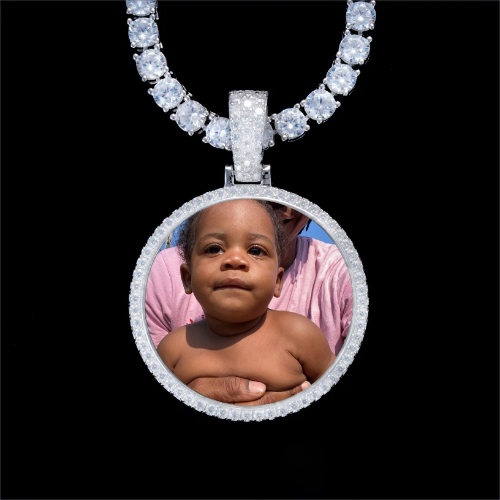 925S & VVS Moissanite 3D Circle Custom Picture Pendant