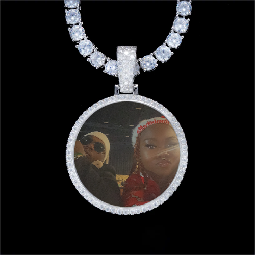 925S & VVS Moissanite 3D Circle Custom Picture Pendant