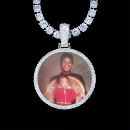 925S & VVS Moissanite 3D Circle Custom Picture Pendant