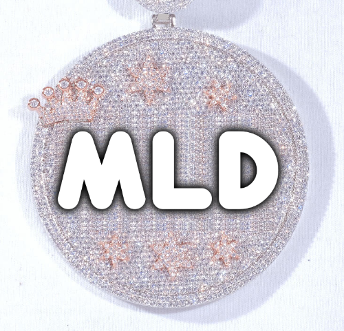 CUSTOM LETTER NECKLACE 3D BIG CROWN DISC
