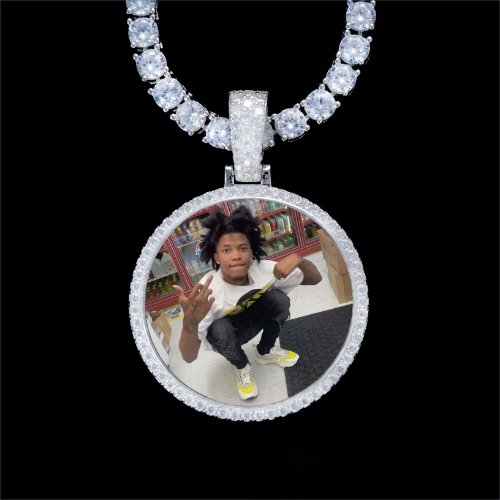 925S & VVS Moissanite 3D Circle Custom Picture Pendant