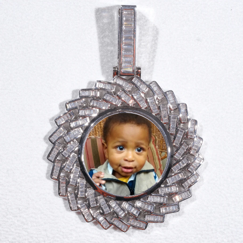 Large 3D Baguette Custom Picture Pendant