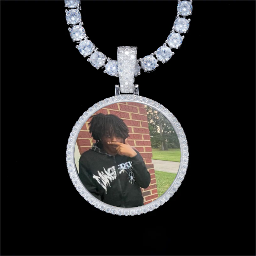 925S & VVS Moissanite 3D Circle Custom Picture Pendant