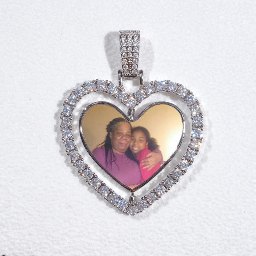 3D Spinning 2-Faced Heart Custom Picture Pendant