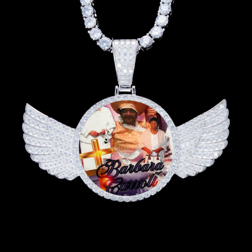 925S & VVS Moissanite 3D Wing Custom Picture Pendant