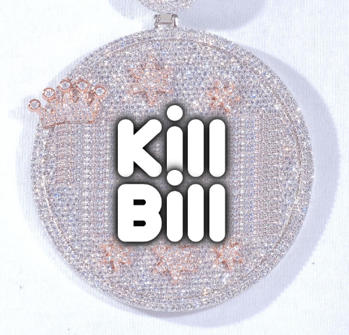 CUSTOM LETTER NECKLACE 3D BIG CROWN DISC