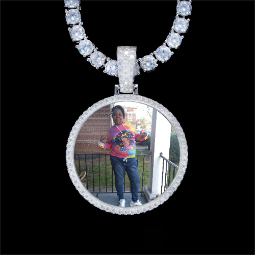 925S & VVS Moissanite 3D Circle Custom Picture Pendant