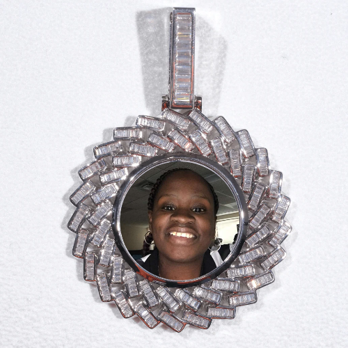 Large 3D Baguette Custom Picture Pendant