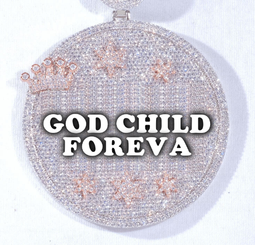 CUSTOM LETTER NECKLACE 3D BIG CROWN DISC