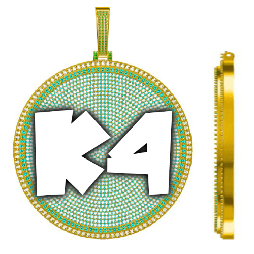 CUSTOM LETTER NECKLACE 3D BIG DISC