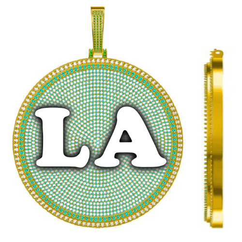 CUSTOM LETTER NECKLACE 3D BIG DISC