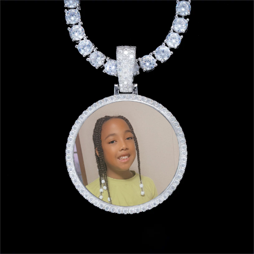 925S & VVS Moissanite 3D Circle Custom Picture Pendant
